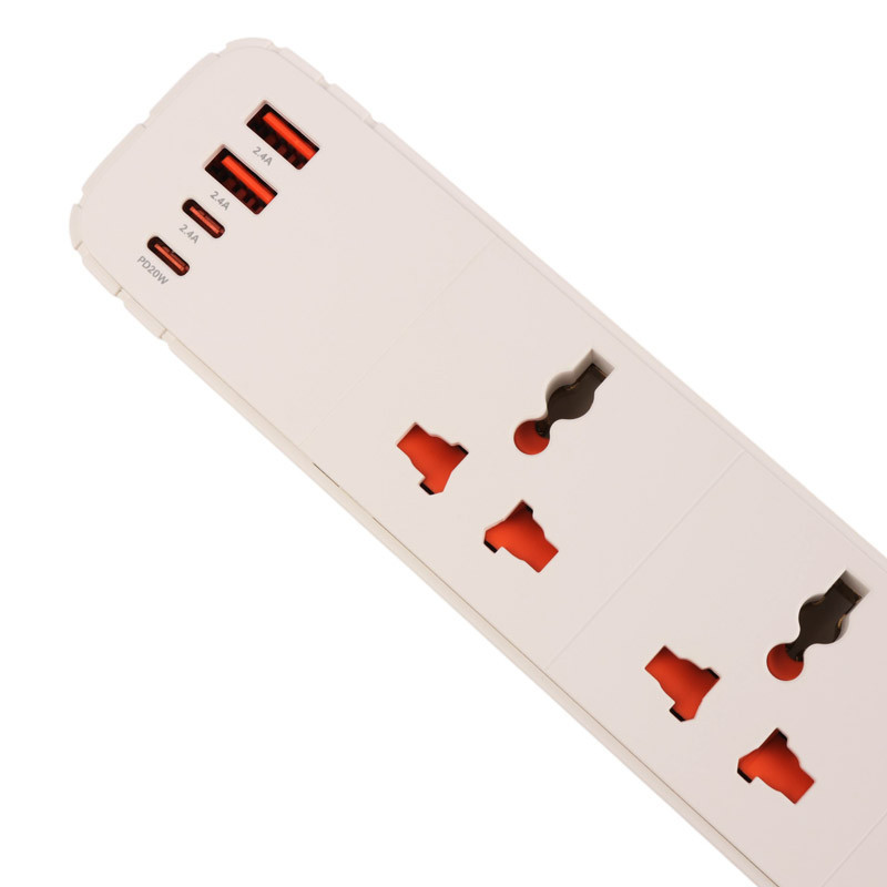 چند راهی 4 خانه برق بیوا PS-05 با کابل 2 متری + شارژر USB و Type-C