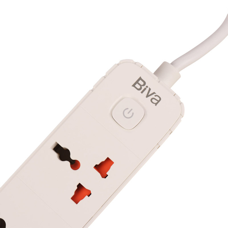 چند راهی 4 خانه برق بیوا PS-05 با کابل 2 متری + شارژر USB و Type-C