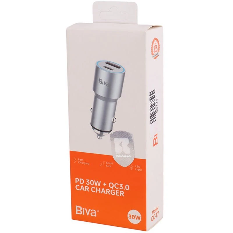 شارژر فندکی فست شارژ Biva CC-17 QC3.0 PD 30W