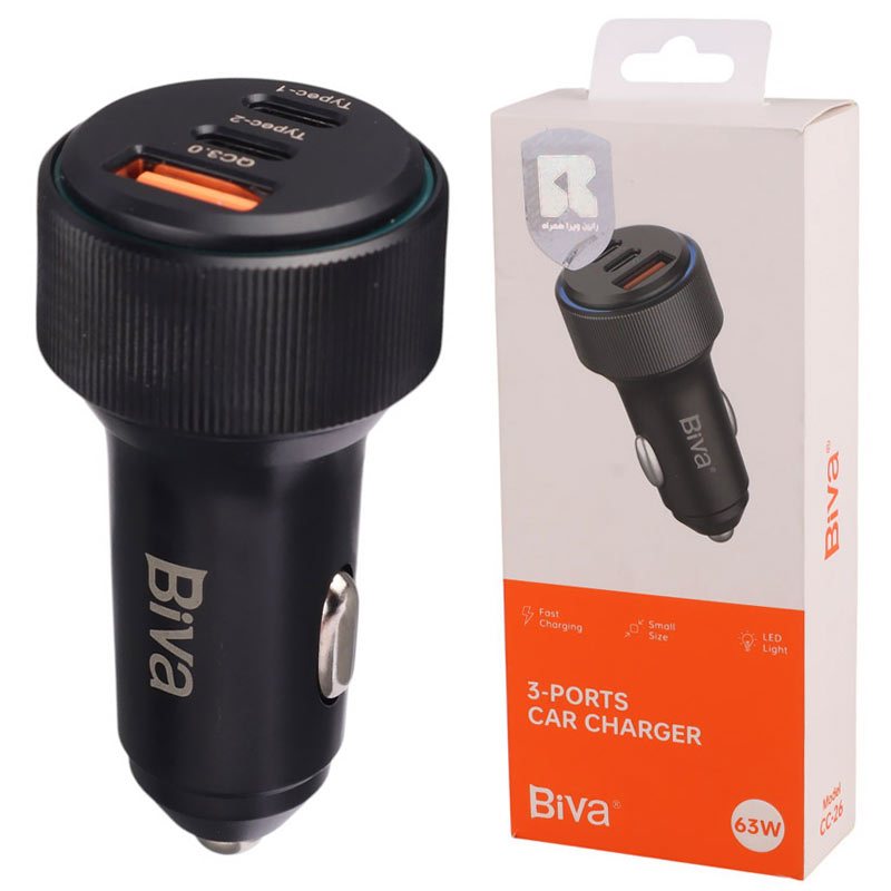 شارژر فندکی فست شارژ Biva CC-26 3A QC3.0 PD 30W