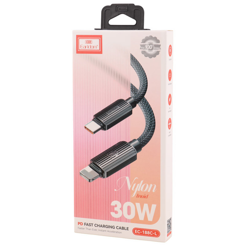 کابل تبدیل فست شارژ Earldom EC-188C-L Type-C To Lightning PD 30W 1m