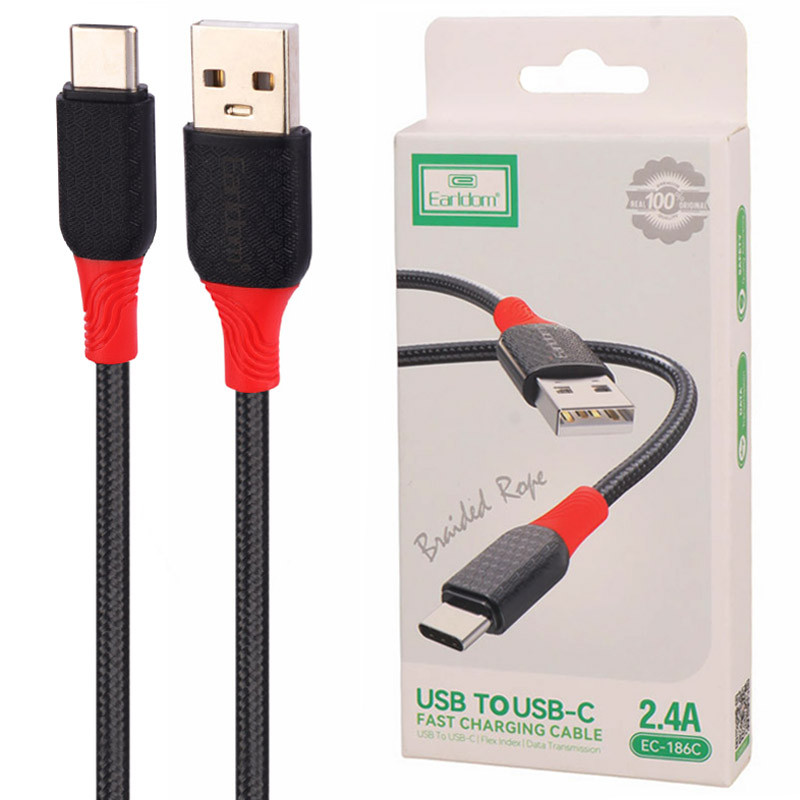 کابل تایپ سی فست شارژ Earldom EC-186C 2.4A 1m