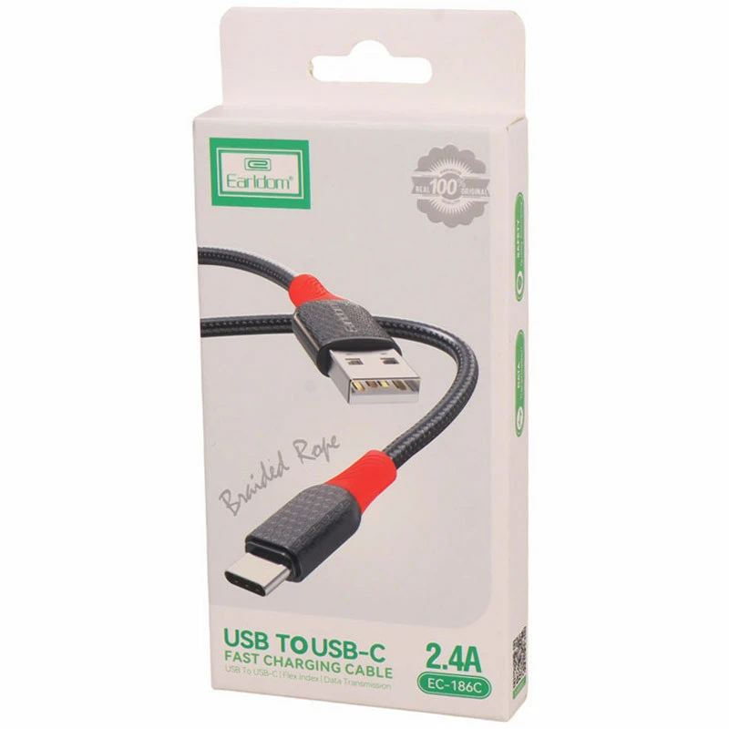 کابل تایپ سی فست شارژ Earldom EC-186C 2.4A 1m