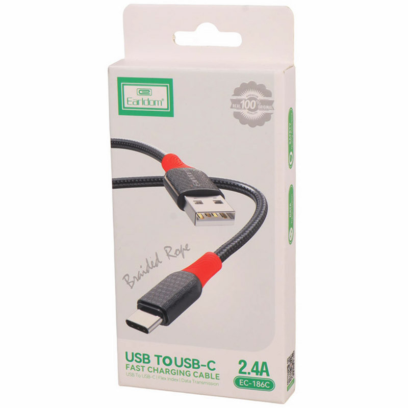 کابل تایپ سی فست شارژ Earldom EC-186C 2.4A 1m