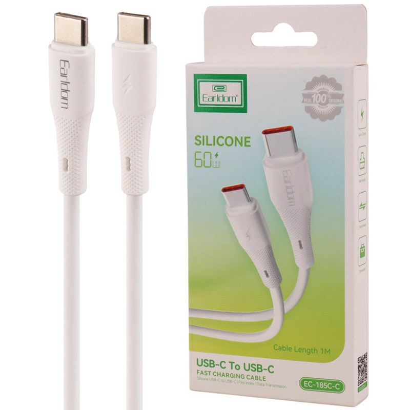 کابل تبدیل فست شارژ Earldom EC-185C-C Type-C To Type-C 60W 1m
