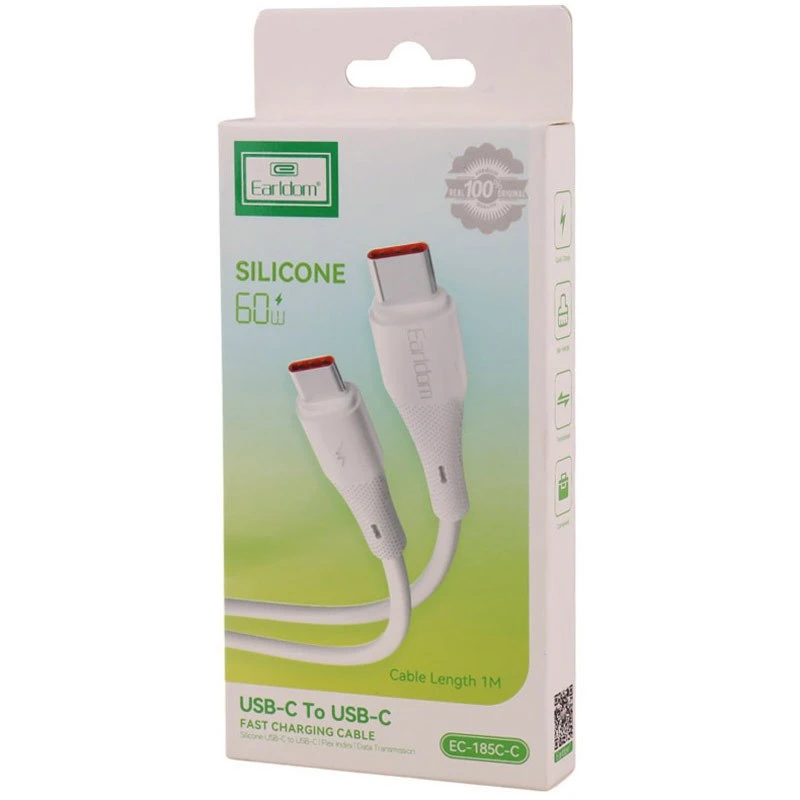 کابل تبدیل فست شارژ Earldom EC-185C-C Type-C To Type-C 60W 1m