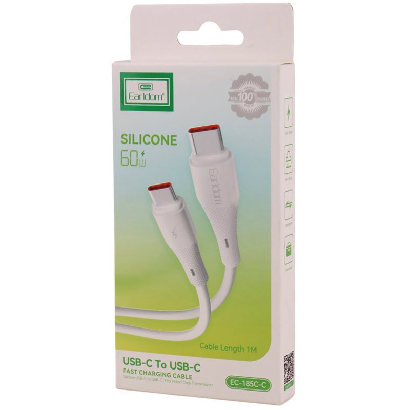 کابل تبدیل فست شارژ Earldom EC-185C-C Type-C To Type-C 60W 1m