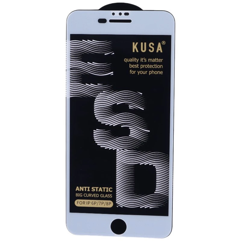 گلس آنتی استاتیک Kusa Big Curved آیفون iPhone 7 Plus / 8 Plus سفید
