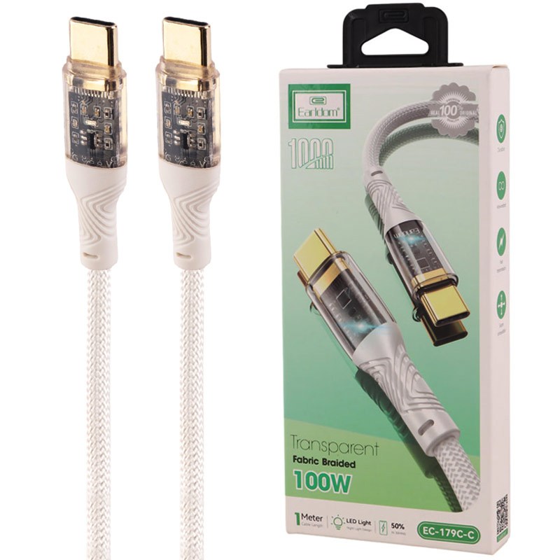 کابل تبدیل فست شارژ Earldom EC-179C-C Type-c to Type-c 100W 1m