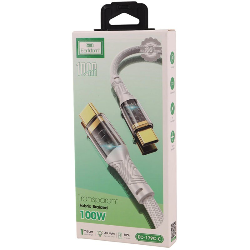 کابل تبدیل فست شارژ Earldom EC-179C-C Type-c to Type-c 100W 1m