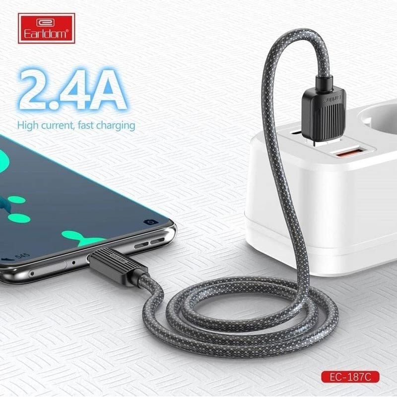 کابل تایپ سی فست شارژ Earldom EC-187C 2.4A 1m