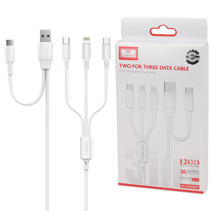 کابل 3 سر فست شارژ Earldom EC-IMC029 3A 1.2m