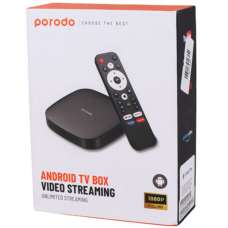 اندروید باکس Porodo PD-ANTVB-BK 8GB 1080P + ریموت کنترل