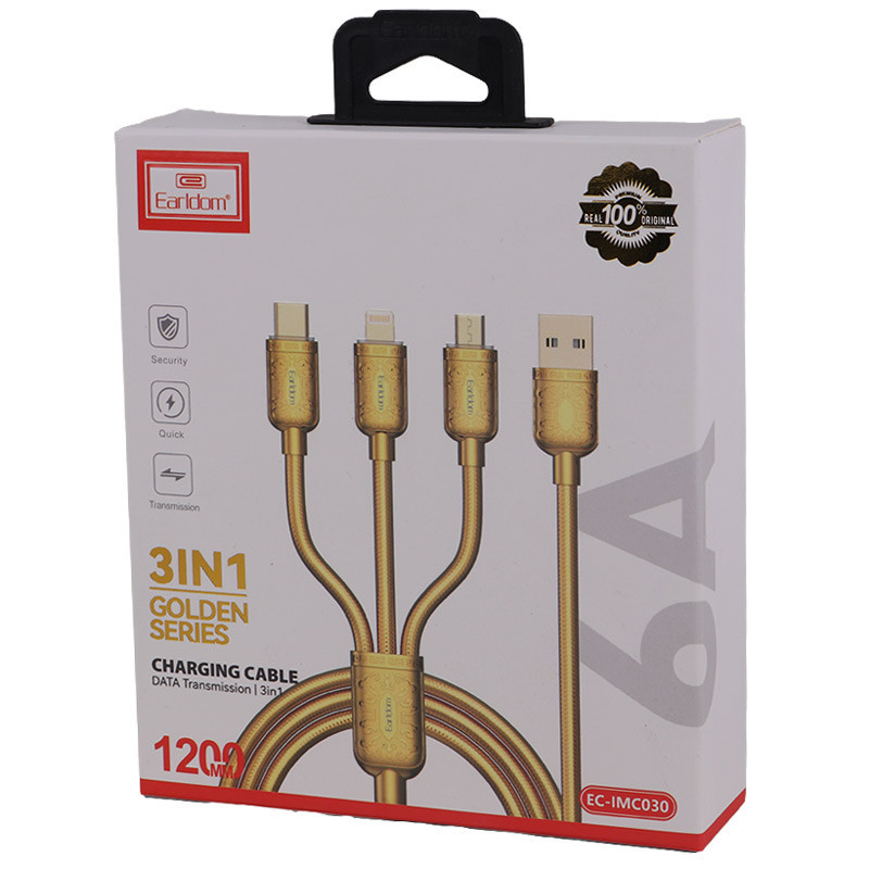کابل 3 سر فست شارژ Earldom EC-IMC030 6A 1.2m