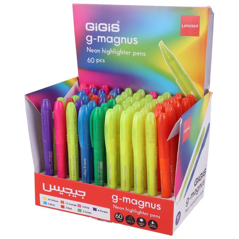 ماژیک هایلایت جیجیس Gigis G-magnus بسته 60 عددی