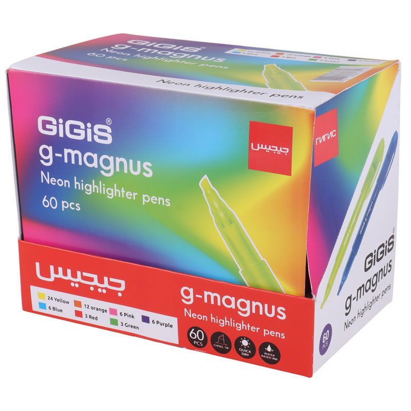 ماژیک هایلایت جیجیس Gigis G-magnus بسته 60 عددی