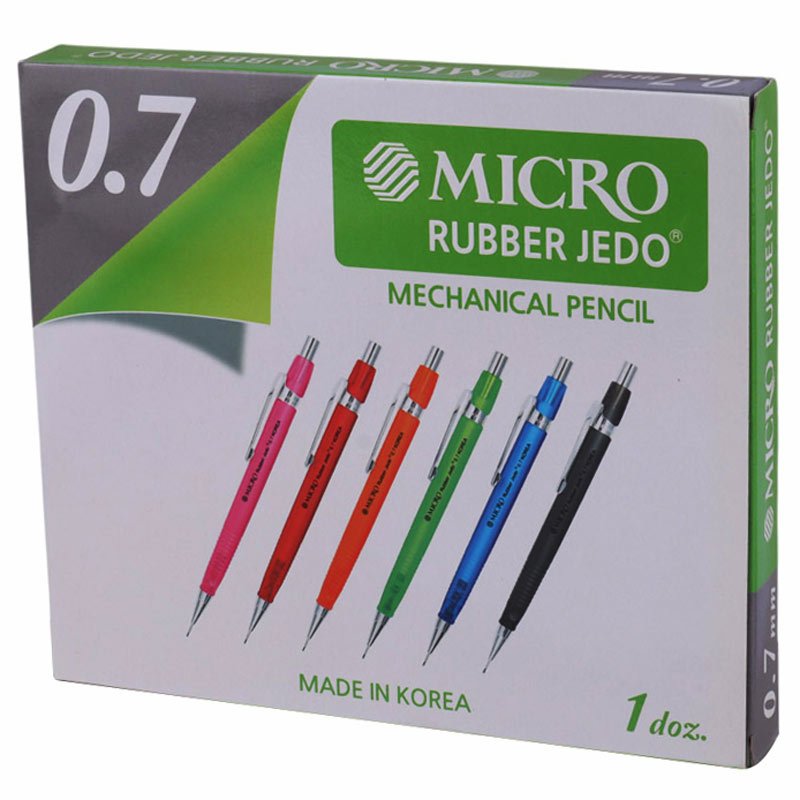 مداد نوکی MICRO Rubber Jedo 0.7mm بسته 12 عددی