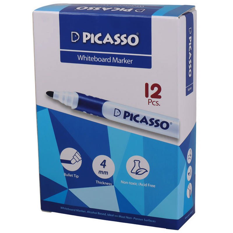 ماژیک وایت برد پیکاسو نوک گرد رنگی Picasso WB-200 بسته 12 عددی