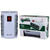 محافظ برق کامپیوتر و صوتی تصویری 6 خانه تیراژه T106 با کابل 1.8 متری
