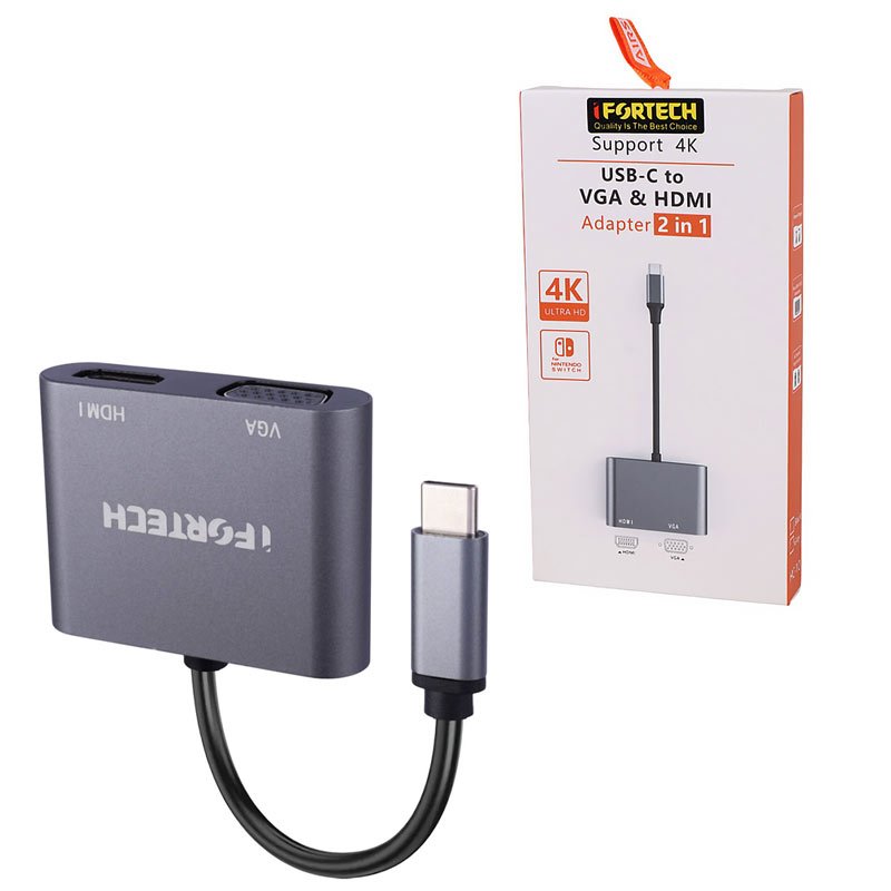 تبدیل Type-C به HDMI/VGA آیفورتک HC-10