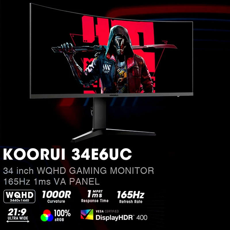 مانیتور گیمینگ خمیده کووری 34E6UC سایز 34 اینچ
