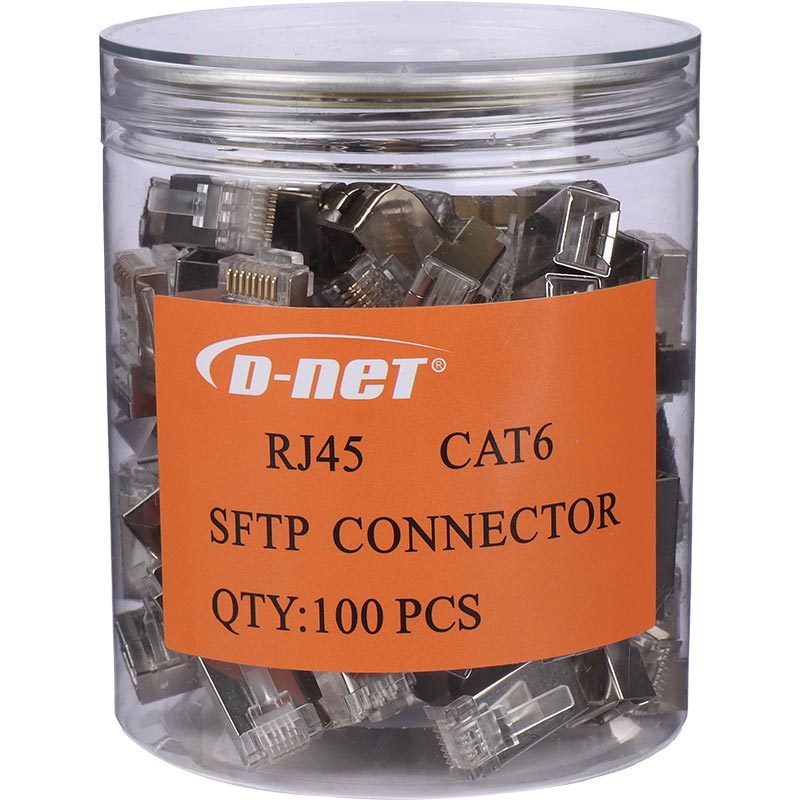 سوکت شبکه D-Net RJ45 Cat6 SFTP بسته 100 عددی