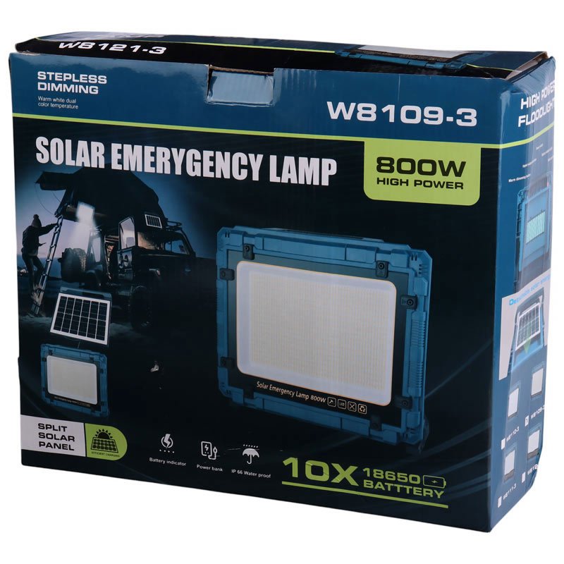 پروژکتور سیار شارژی و پاور بانک خورشیدی W8109-3