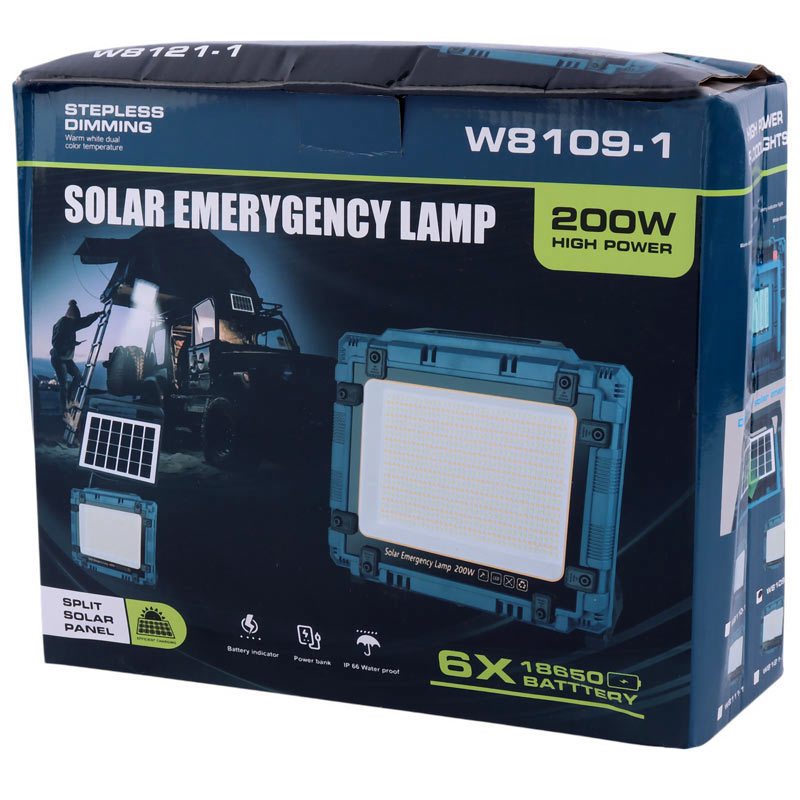 پروژکتور سیار شارژی و پاور بانک خورشیدی W8109-1
