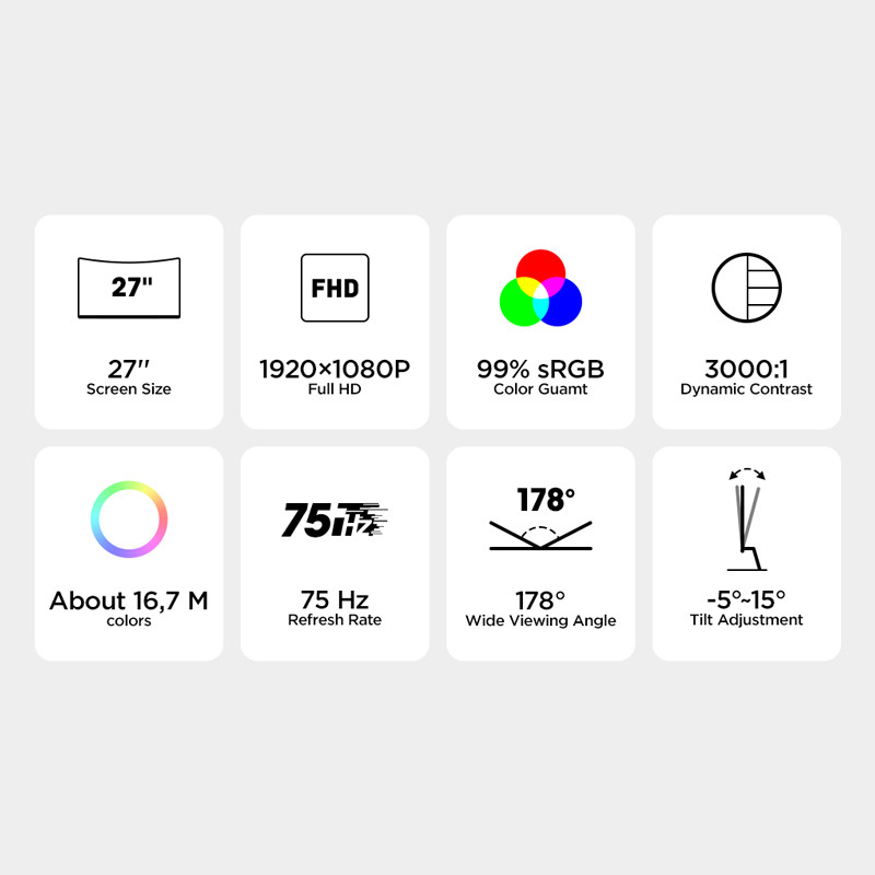 مانیتور گیمینگ خمیده کووری 27N5C سایز 27 اینچ