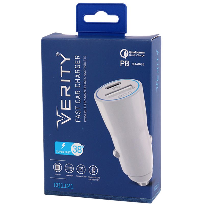 شارژر فندکی فست شارژ Verity CQ1121 3A QC3.0 PD 20W + کابل تایپ سی
