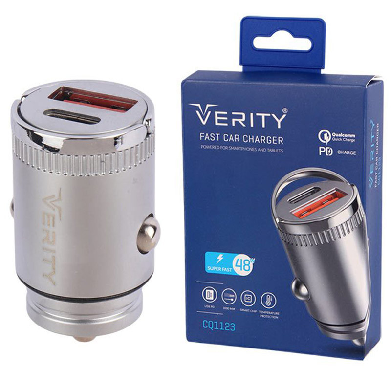 شارژر فندکی فست شارژ Verity CQ1123 QC PD 3A 20W + کابل تایپ سی