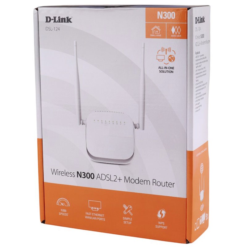 مودم روتر +ADSL2 دی لینک DSL-124 پک نارنجی