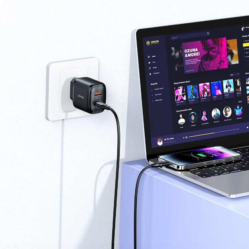 کلگی فست شارژ Porodo PD-20WACEU 2Port 3A QC3.0 PD 20W