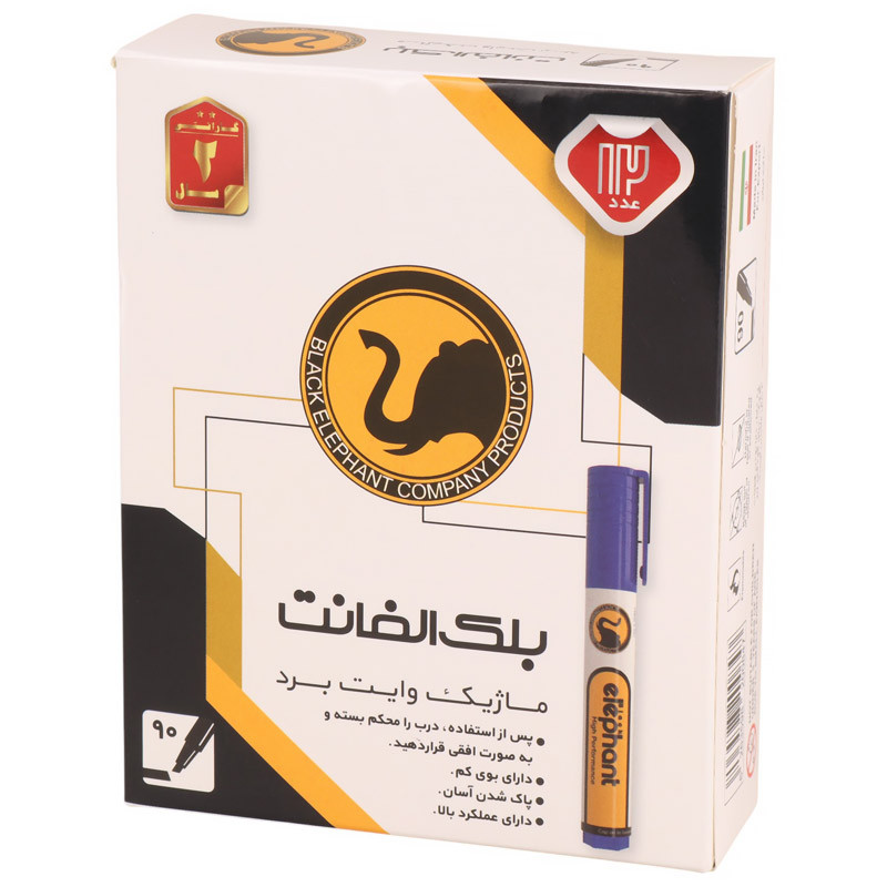 ماژیک وایت برد بلک الفنت نوک تخت رنگی Black Elephant بسته 12 عددی