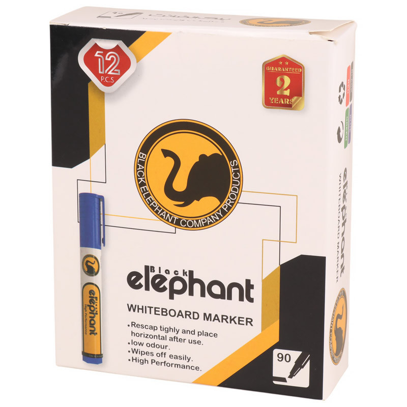 ماژیک وایت برد بلک الفنت نوک تخت رنگی Black Elephant بسته 12 عددی