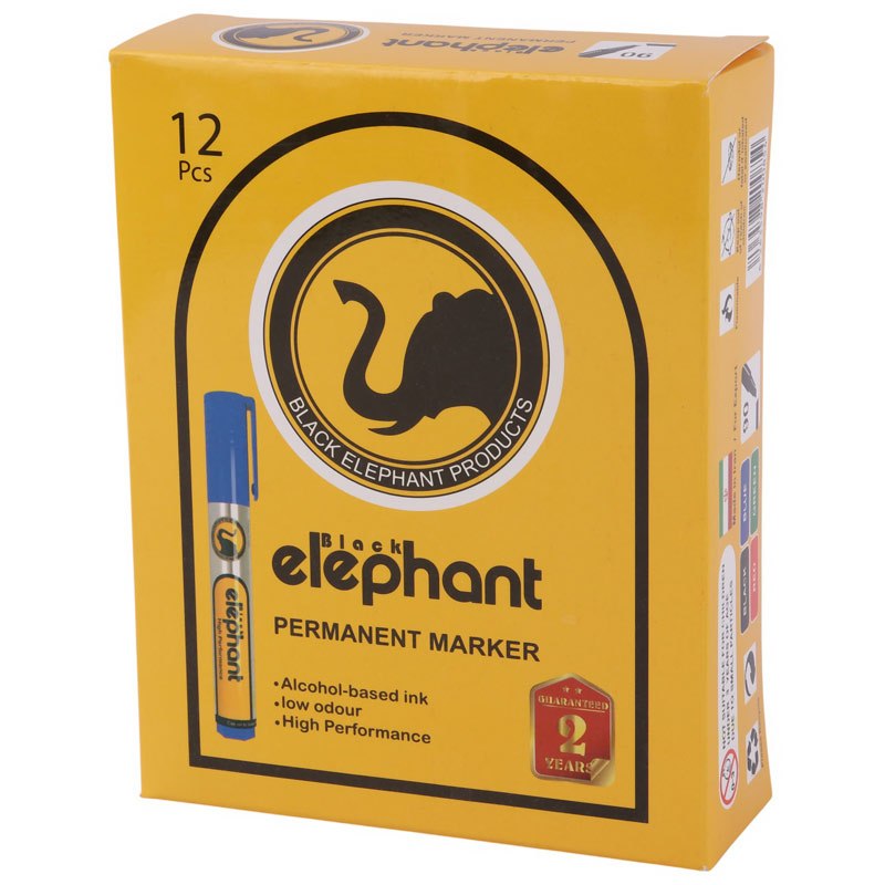 ماژیک معمولی بلک الفنت نوک تخت رنگی Black Elephant بسته 12 عددی