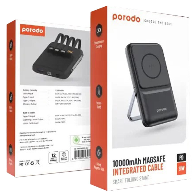 پاور بانک بی سیم فست شارژ 10000 پرودو Porodo PD-PBFCH039 PD 22.5W