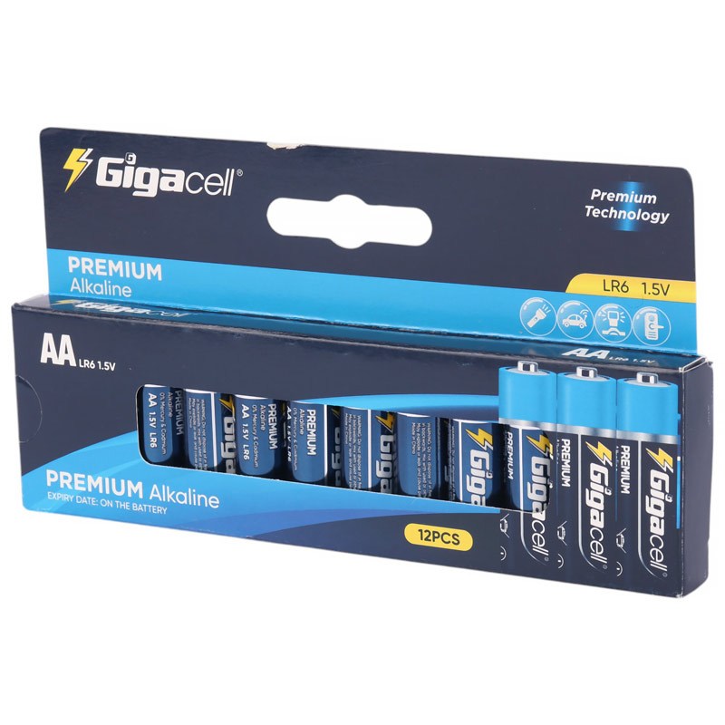 پک 12 باتری قلمی Gigacell Premium Alkaline LR6 1.5V AA