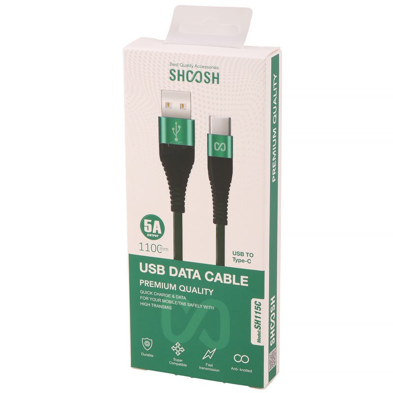 کابل تایپ سی فست شارژ Shoosh SH115C 5A 1.1m