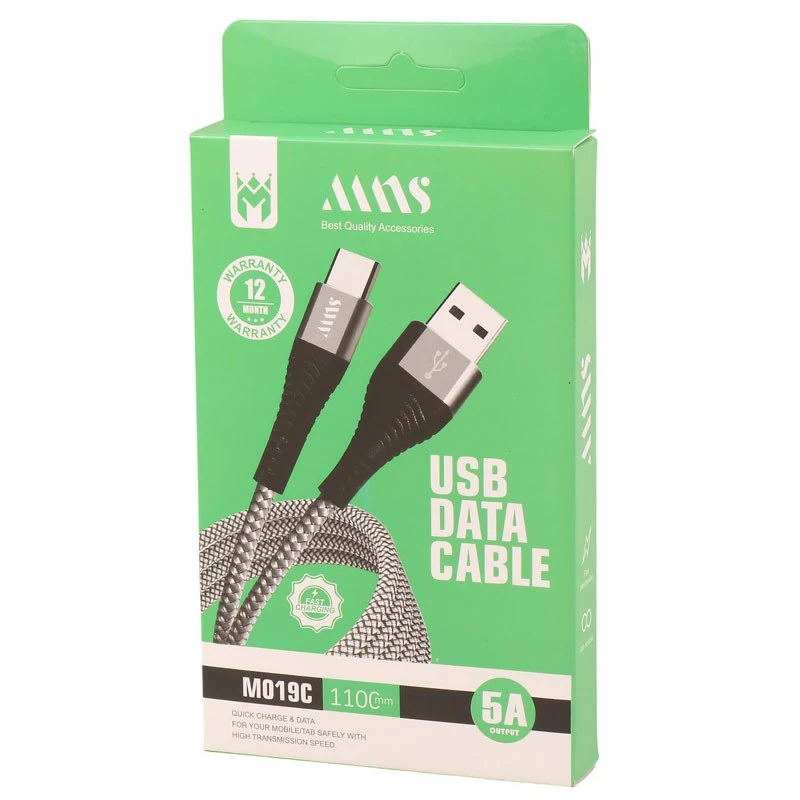 کابل تایپ سی فست شارژ MNS M019C 5A 1.1m