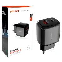 کلگی فست شارژ Porodo PD-20WACEU 2Port 3A QC3.0 PD 20W