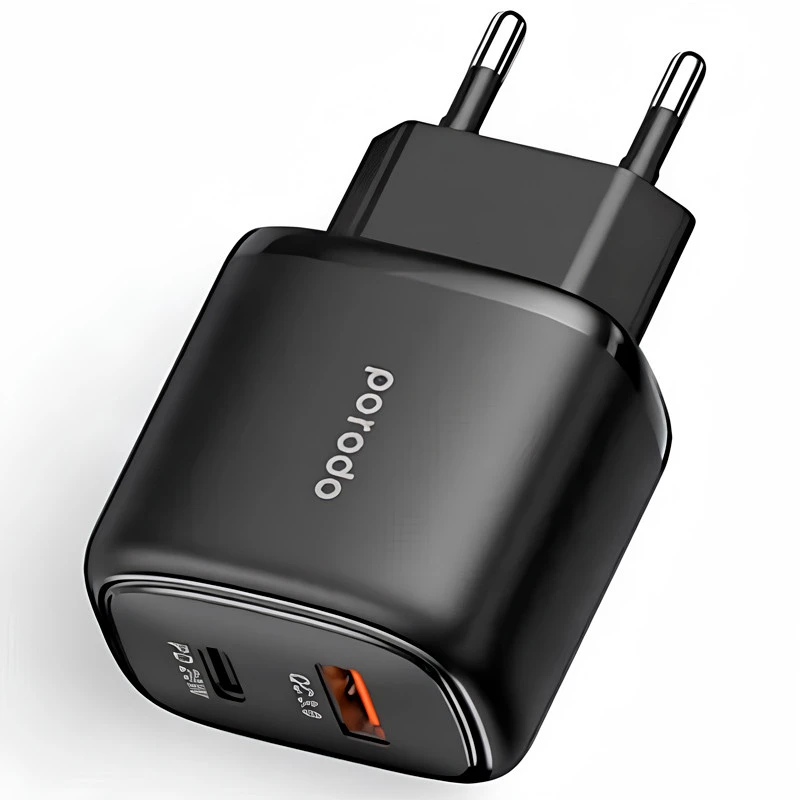 کلگی فست شارژ Porodo PD-20WACEU 2Port 3A QC3.0 PD 20W