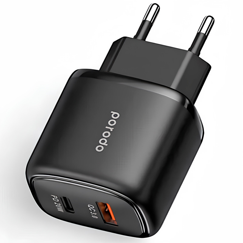 کلگی فست شارژ Porodo PD-20WACEU 2Port 3A QC3.0 PD 20W