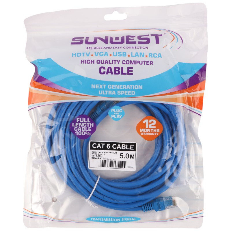 کابل شبکه Sunwest Cat6 5m