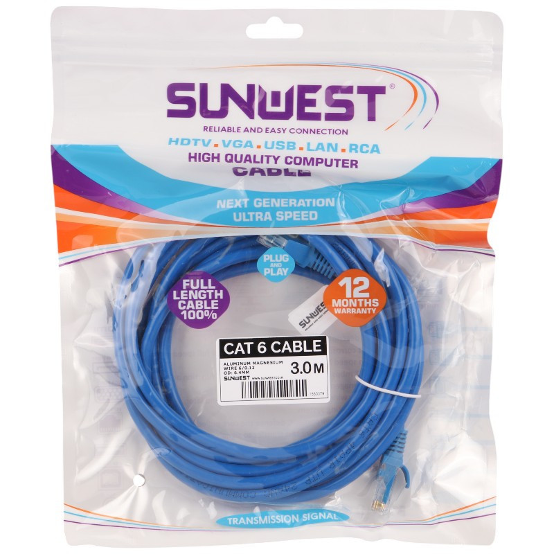 کابل شبکه Sunwest Cat6 3m