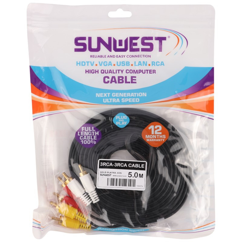 کابل 3 به 3 Sunwest AV RCA 5m