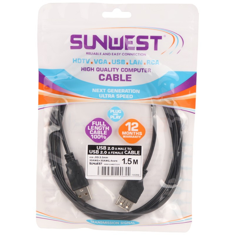 کابل افزایش طول Sunwest USB 1.5m