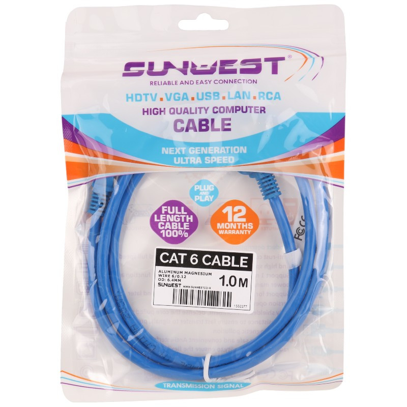 کابل شبکه Sunwest Cat6 1m