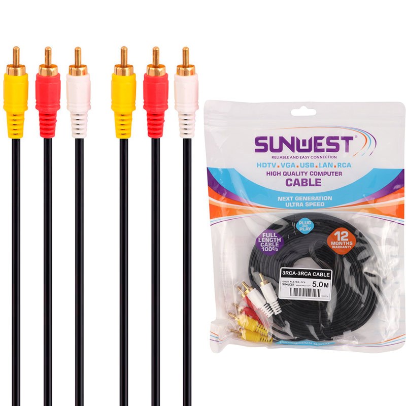 کابل 3 به 3 Sunwest AV RCA 5m