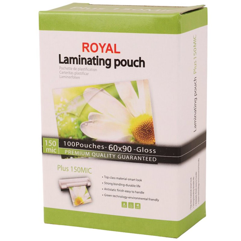 طلق پرس شفاف Royal 150MIC 60*90mm بسته 100 عددی